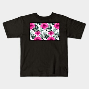 Tropical Hawaiian Summer Flowers FaceMask Kids T-Shirt